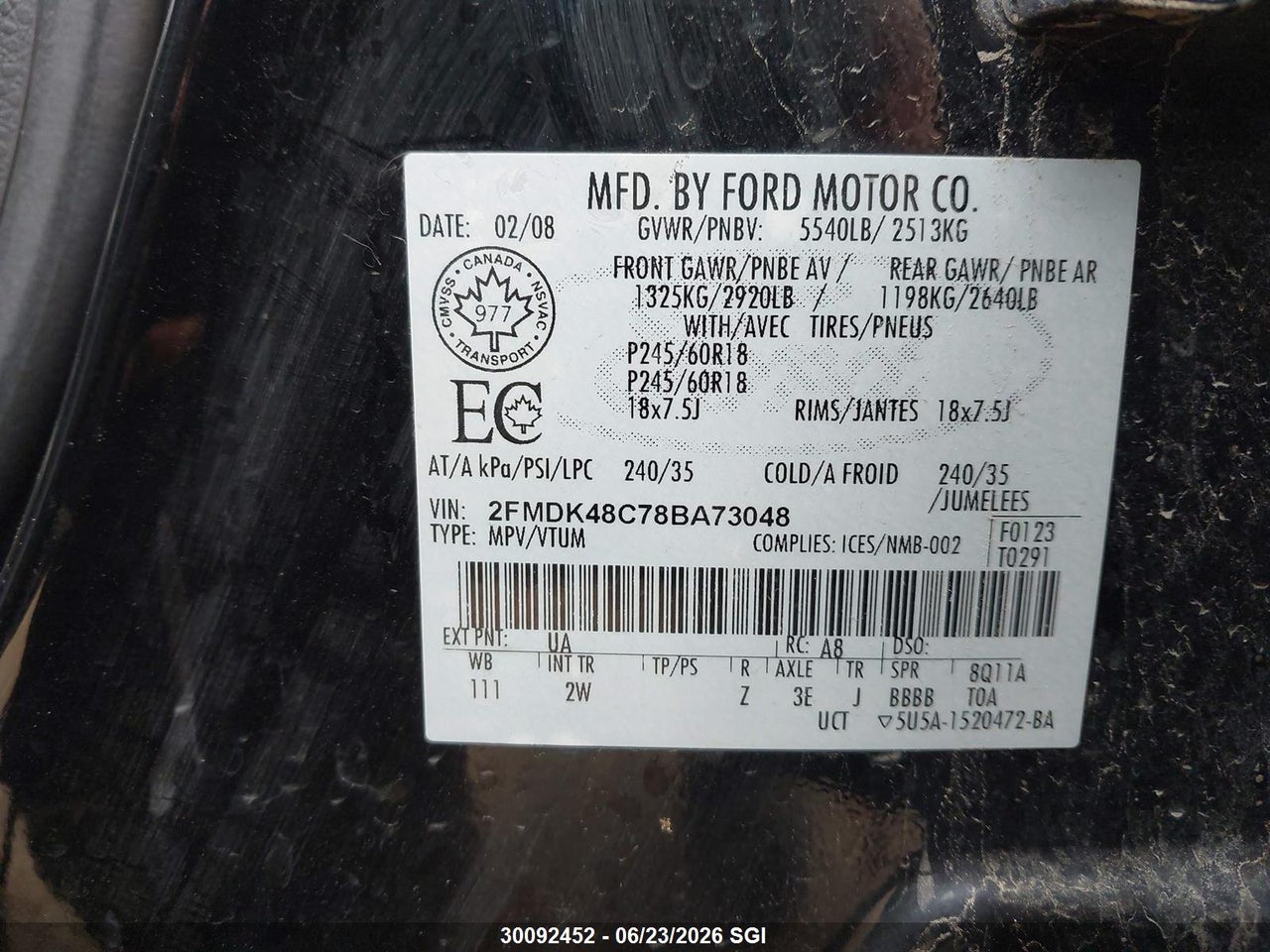 2008 FORD EDGE SEL thumbnail 10