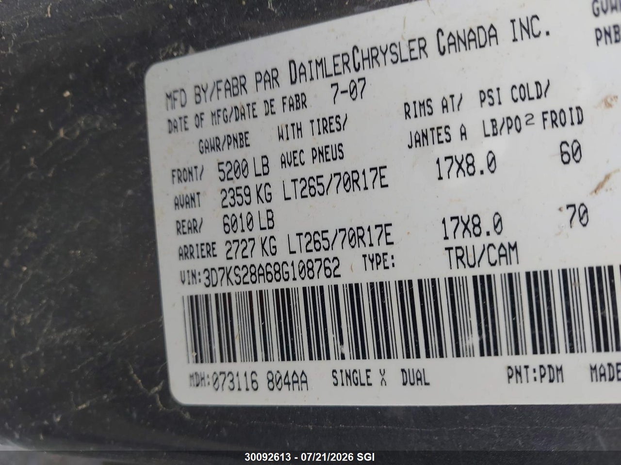 2008 DODGE RAM 2500 ST/SLT thumbnail 10