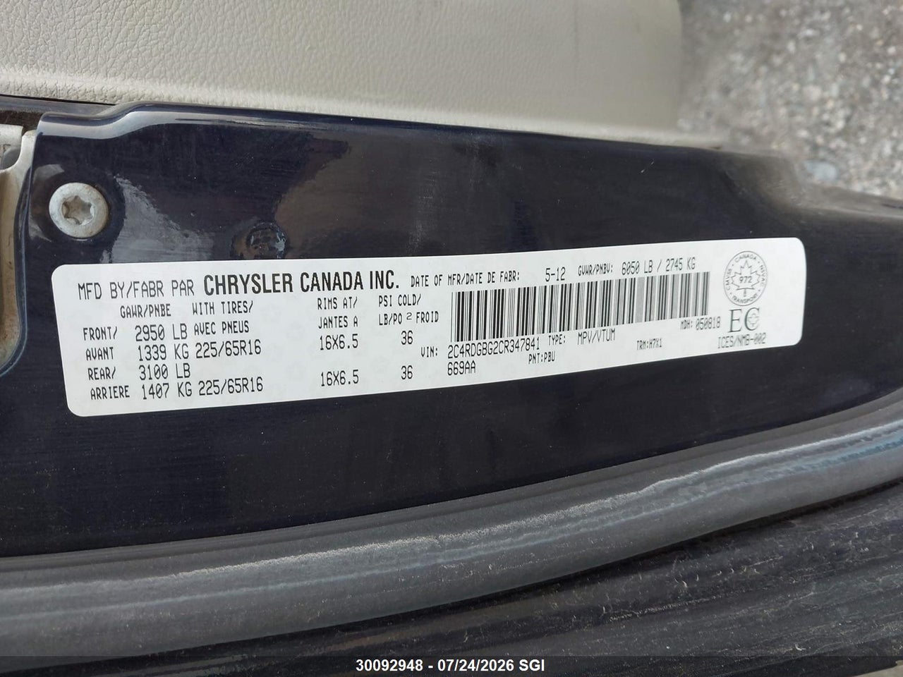 2012 DODGE GRAND CARAVAN SE thumbnail 10