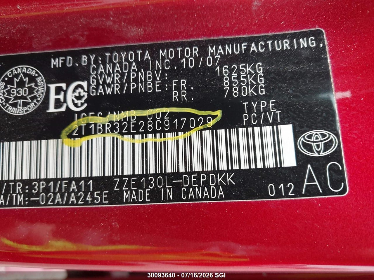 2008 TOYOTA COROLLA CE/LE/S thumbnail 10