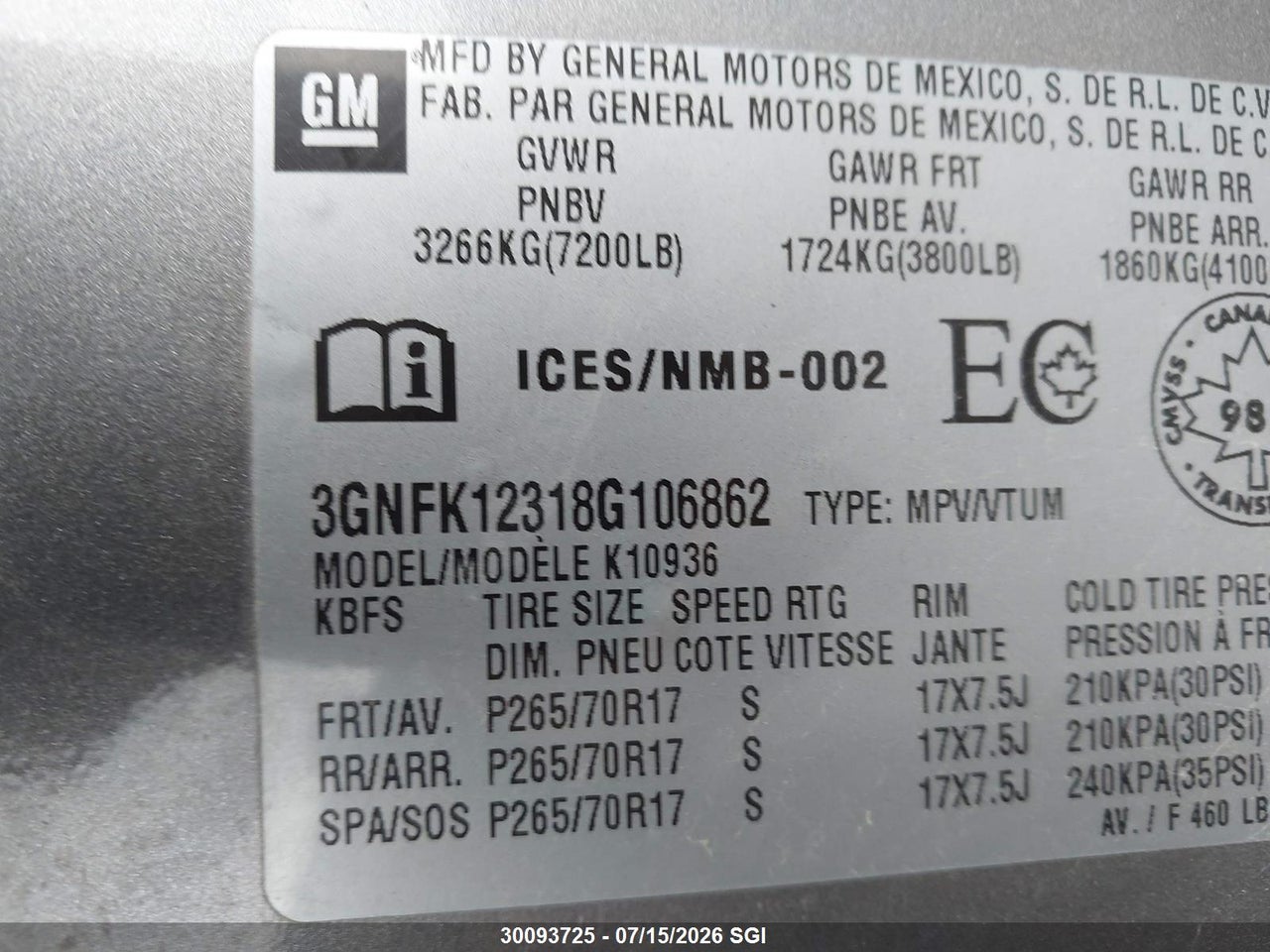 2008 CHEVROLET AVALANCHE K1500 thumbnail 10