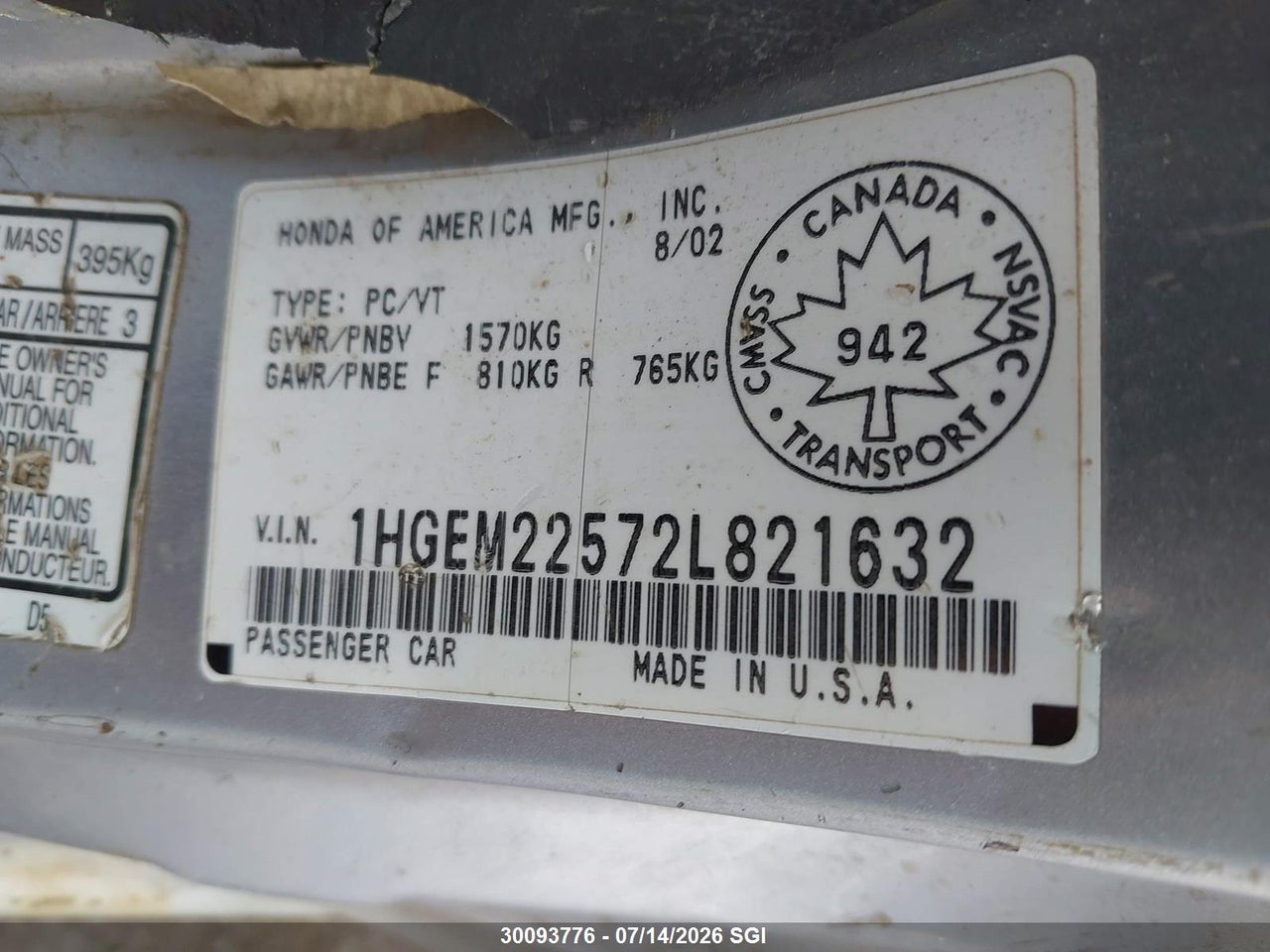 2002 HONDA CIVIC LX thumbnail 10