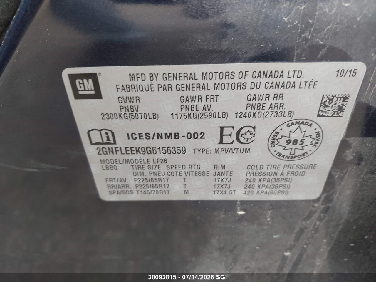 2016 CHEVROLET EQUINOX LS thumbnail 10