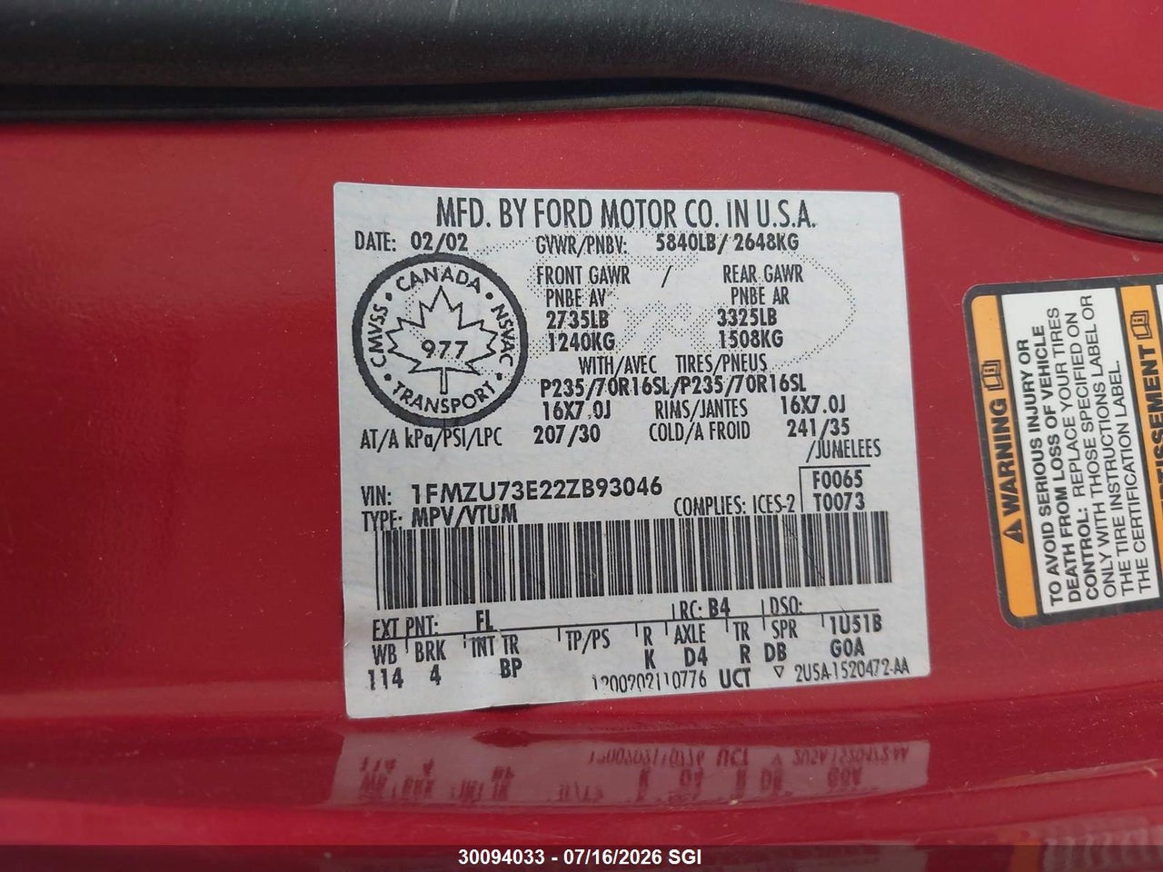 2002 FORD EXPLORER XLT thumbnail 10