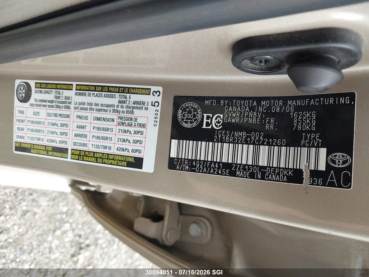 2007 TOYOTA COROLLA CE/LE/S thumbnail 10
