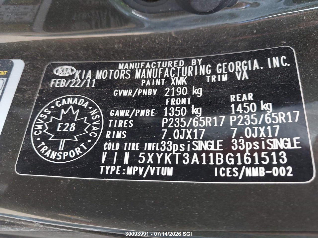 2011 KIA SORENTO LX thumbnail 10