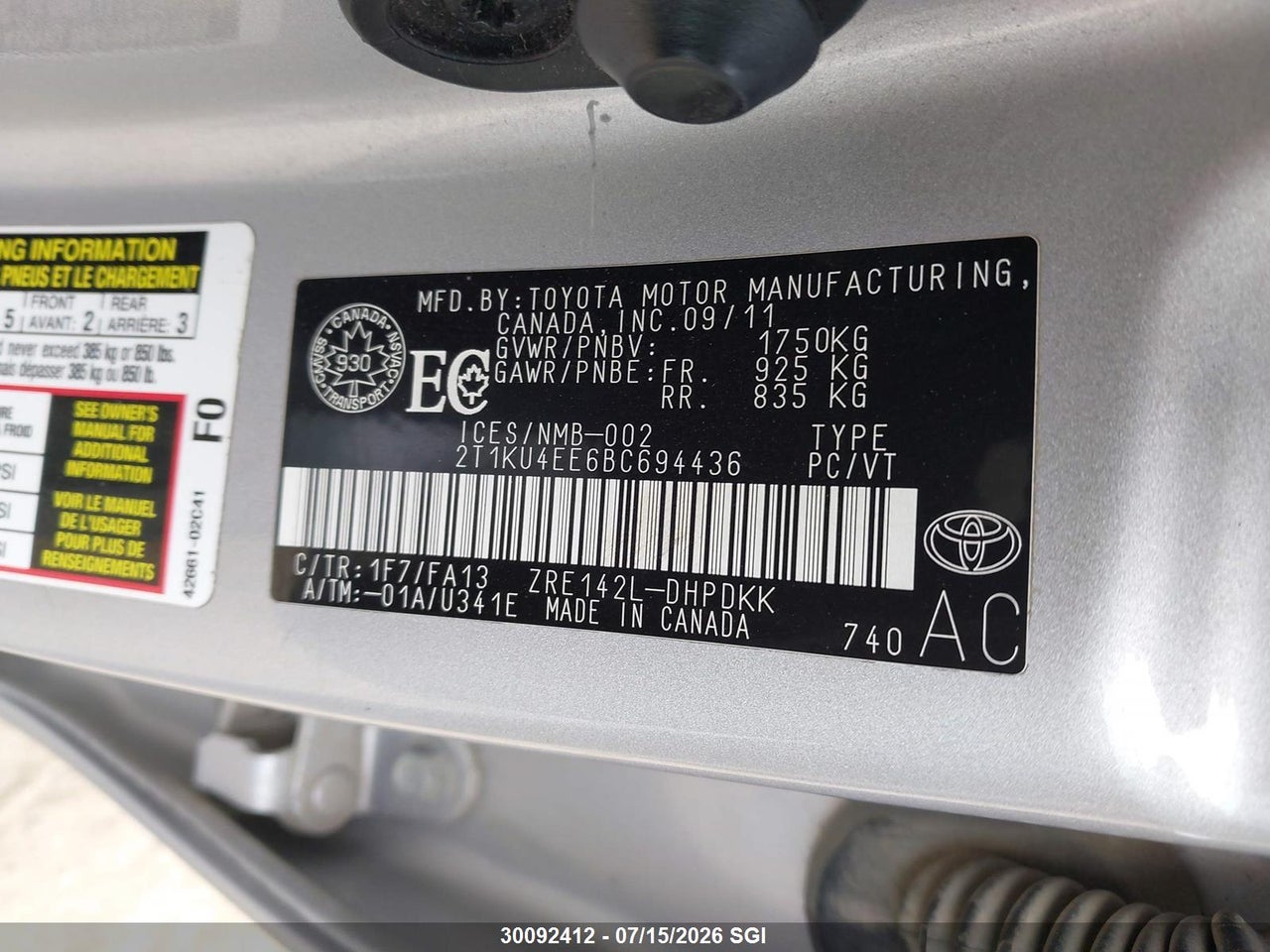 2011 TOYOTA COROLLA MATRIX thumbnail 10