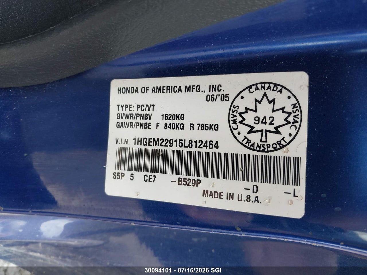2005 HONDA CIVIC EX thumbnail 10