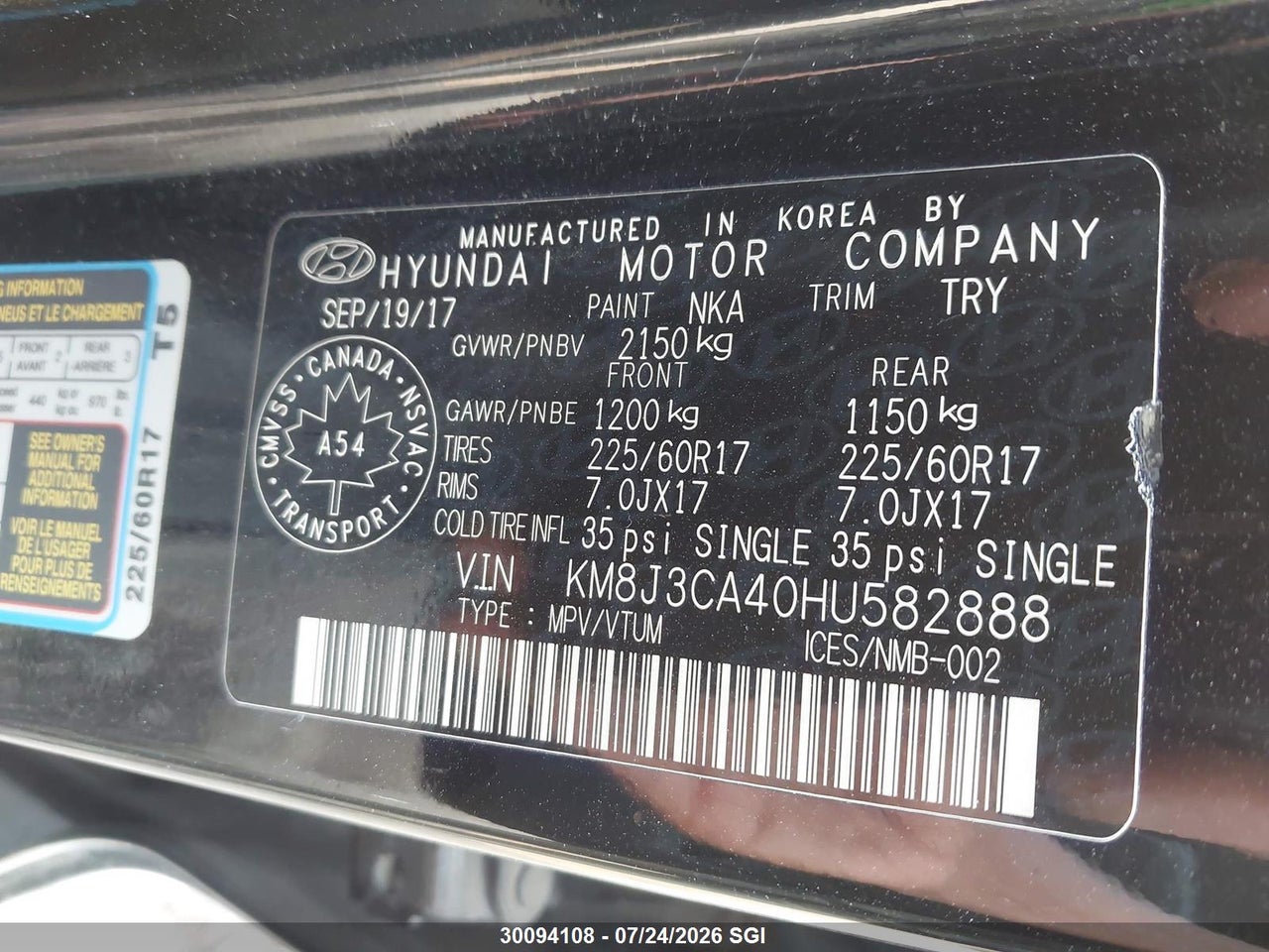 2017 HYUNDAI TUCSON LIMITED/SPORT AND ECO/SE thumbnail 10