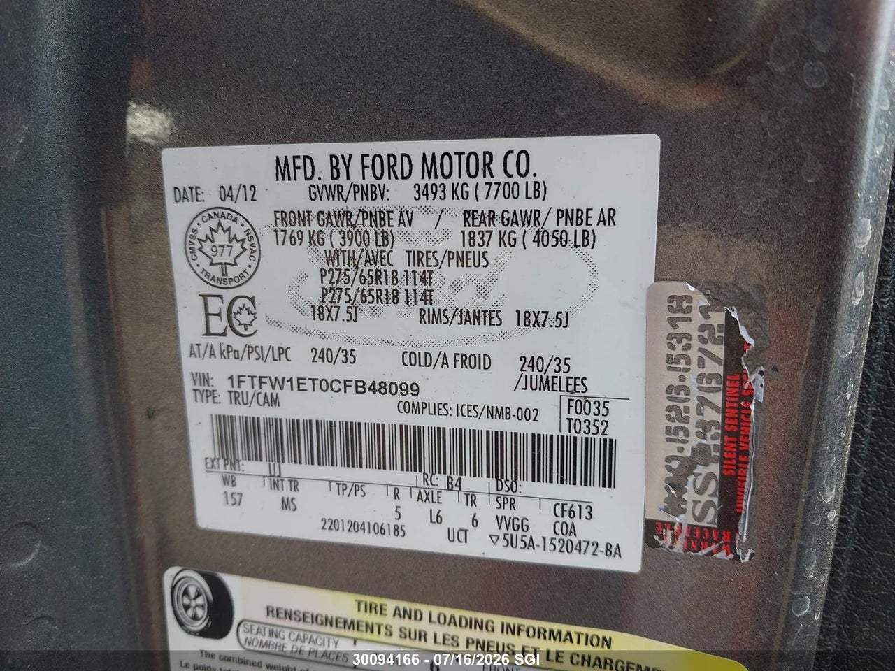 2012 FORD F150 SUPERCREW thumbnail 10