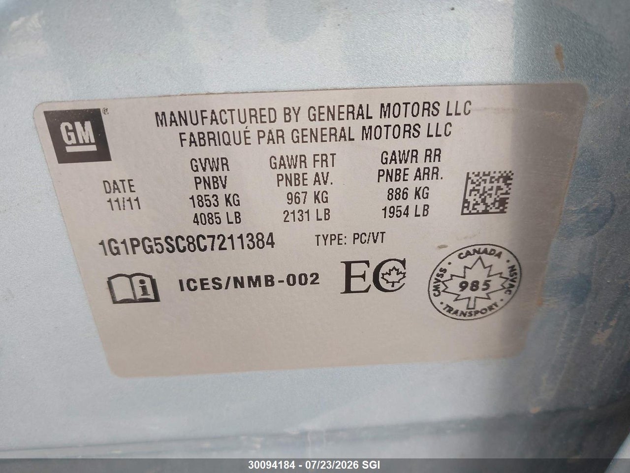 2012 CHEVROLET CRUZE LT thumbnail 10