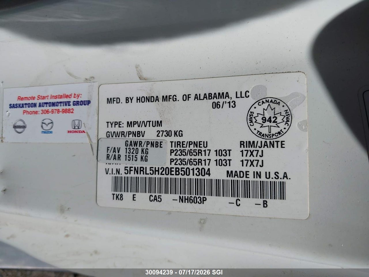 2014 HONDA ODYSSEY thumbnail 10