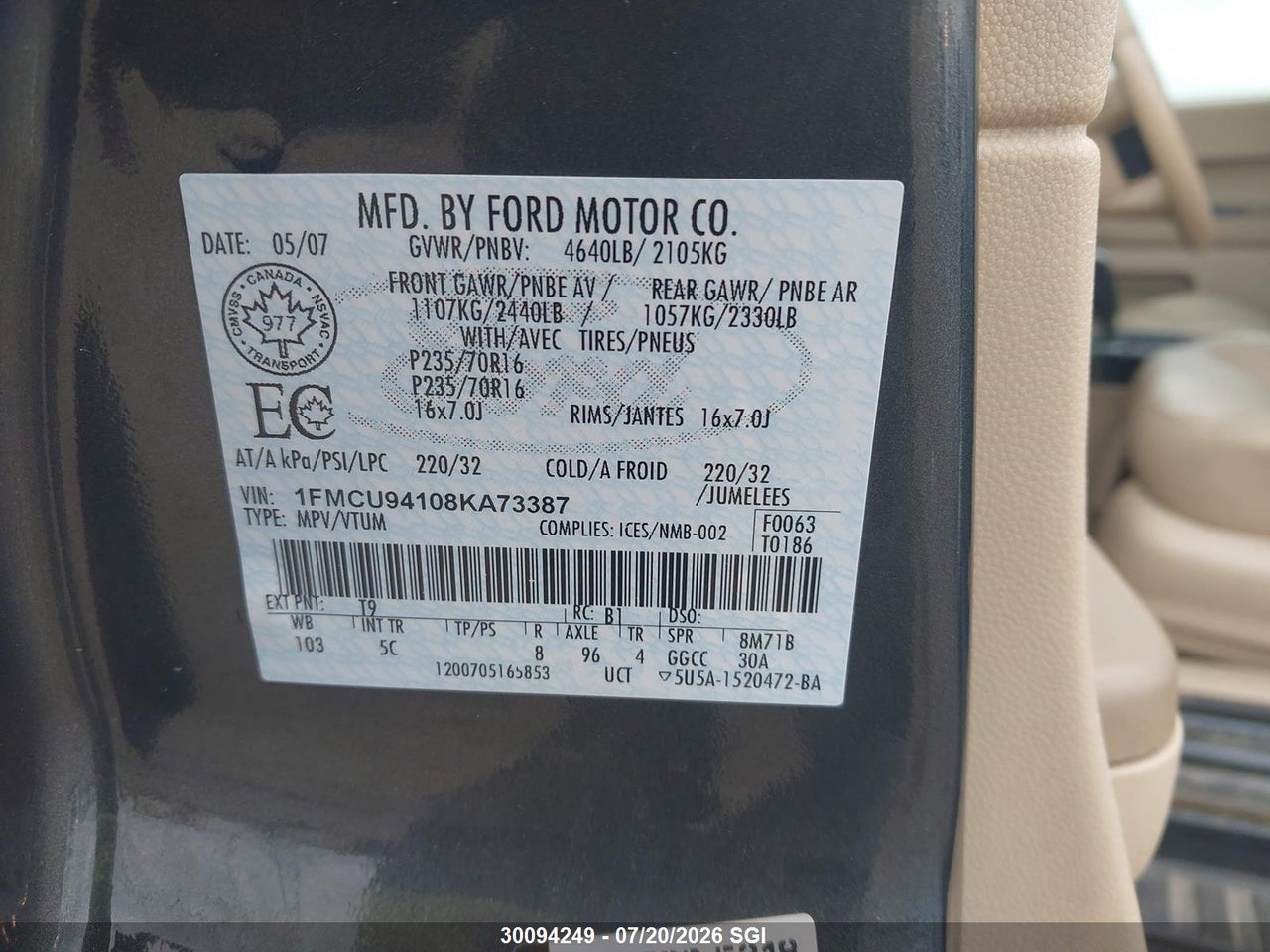 2008 FORD ESCAPE LIMITED thumbnail 10