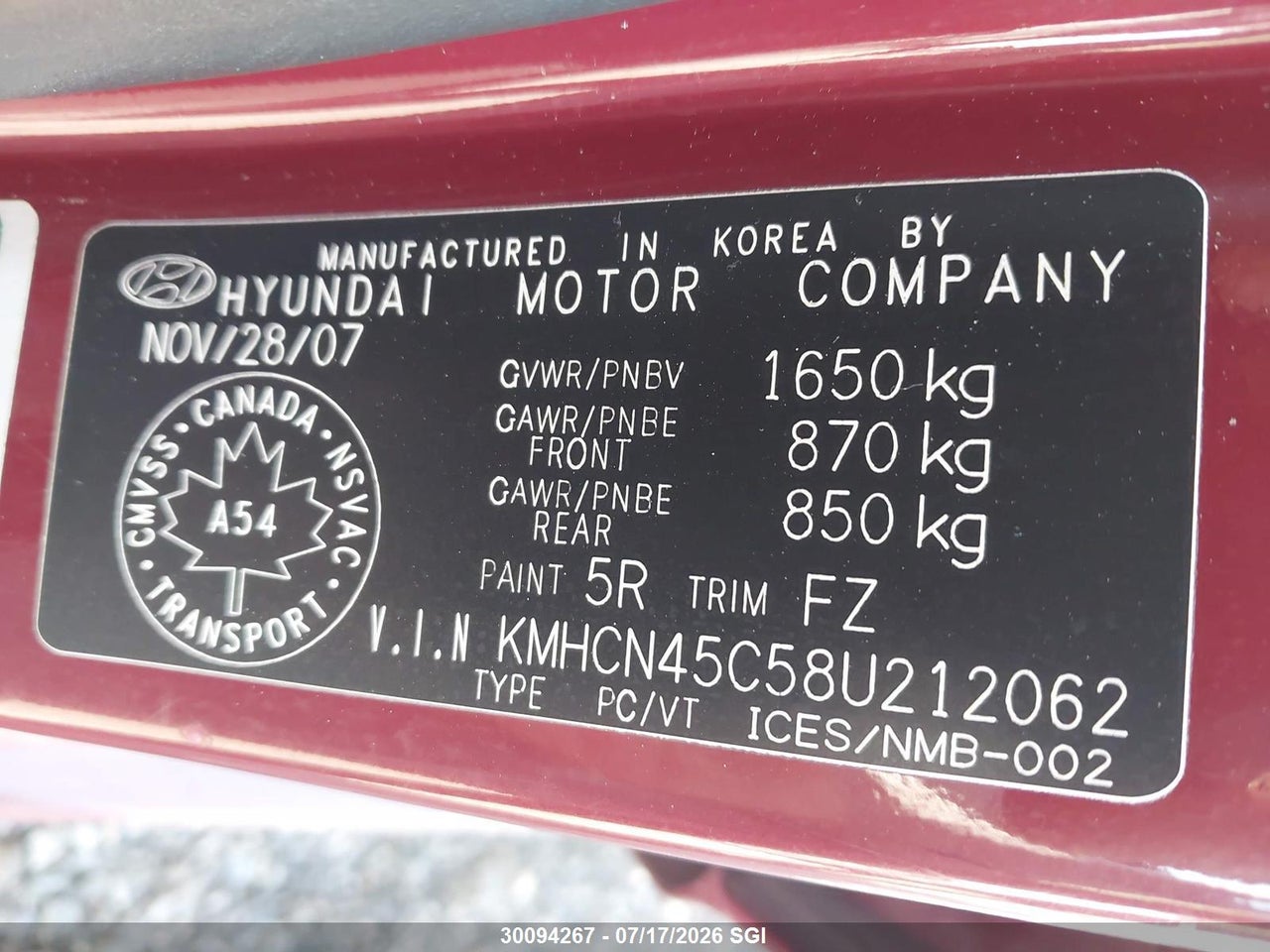 2008 HYUNDAI ACCENT GLS thumbnail 10
