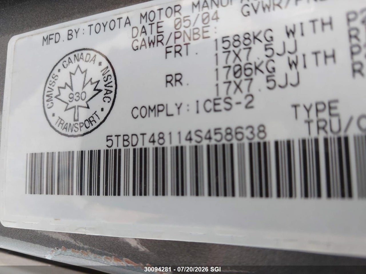 2004 TOYOTA TUNDRA DOUBLE CAB LIMITED thumbnail 10