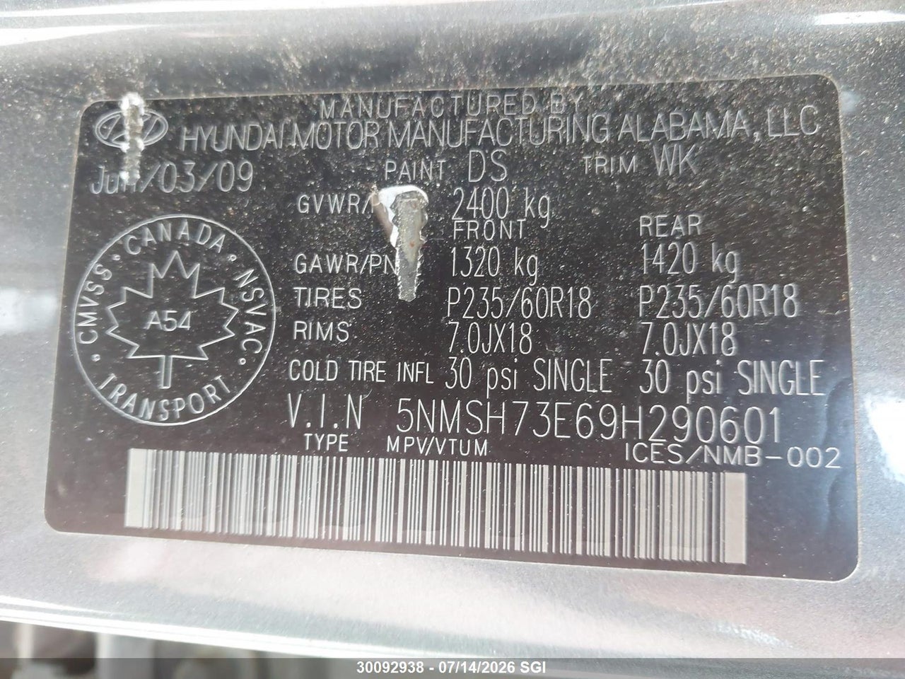 2009 HYUNDAI SANTA FE SE/LIMITED thumbnail 10