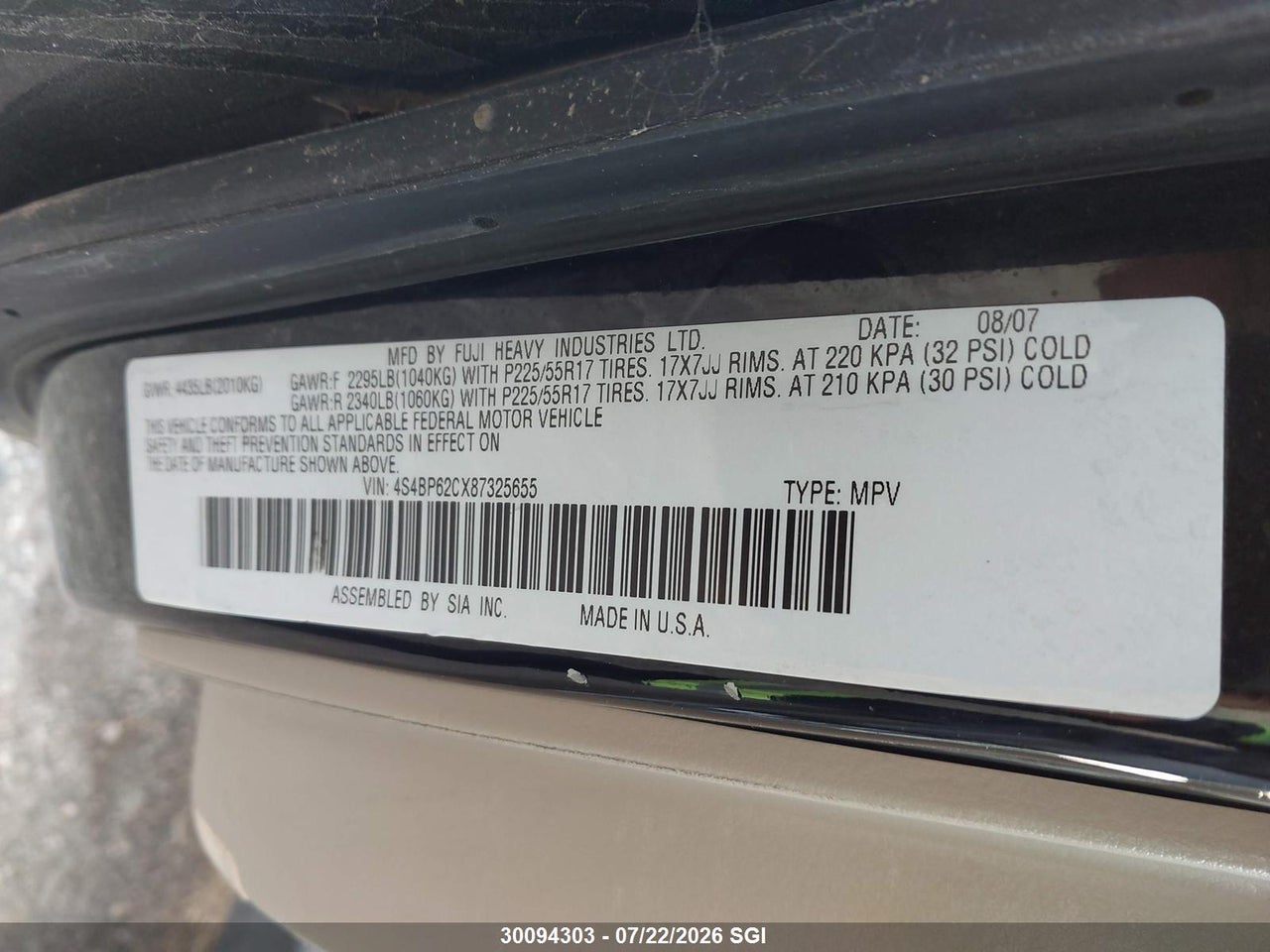 2008 SUBARU OUTBACK 2.5I LIMITED thumbnail 10