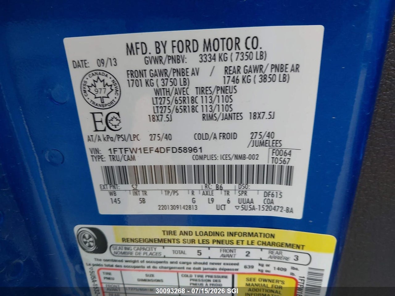 2013 FORD F-150 FX4 thumbnail 10