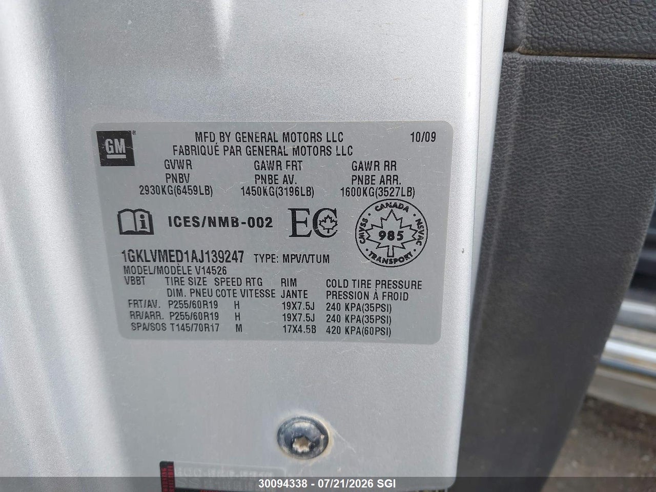 2010 GMC ACADIA SLT-1 thumbnail 10