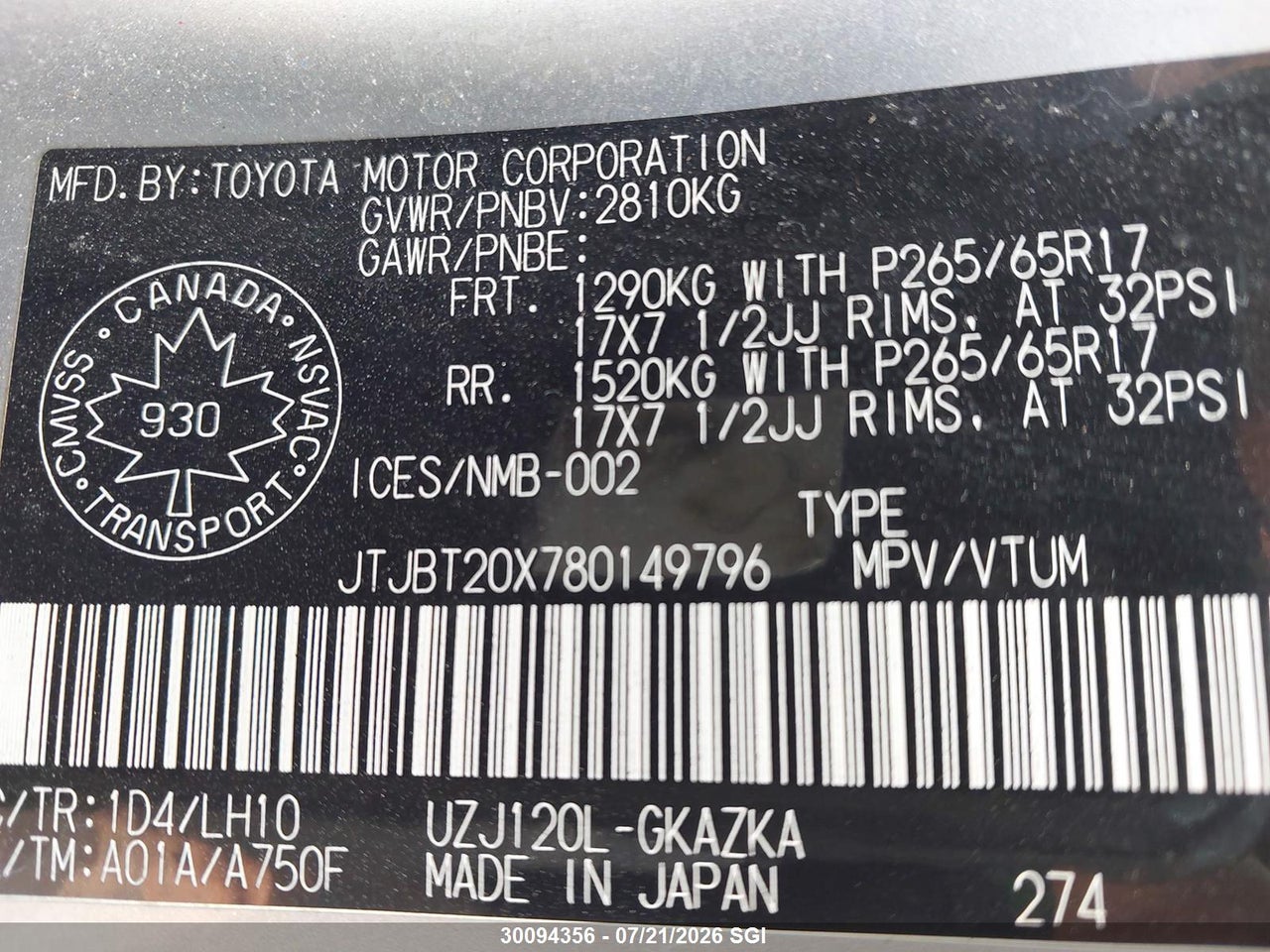 2008 LEXUS GX 470 thumbnail 10