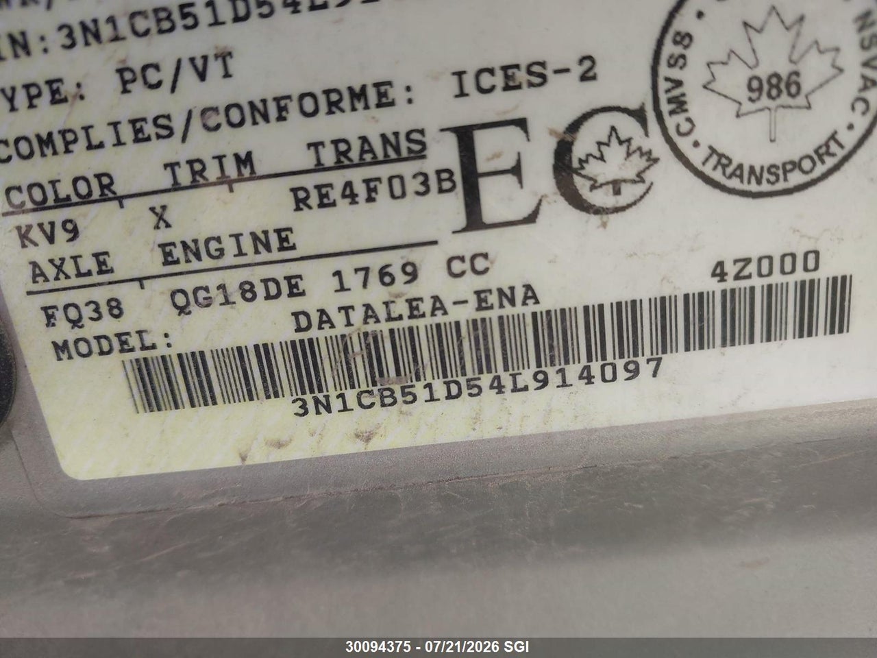 2004 NISSAN SENTRA 1.8/1.8S thumbnail 10