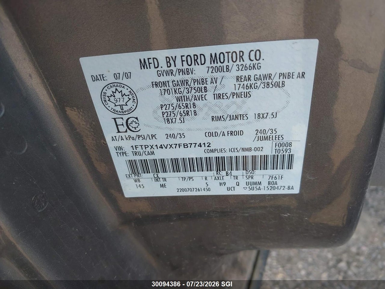 2007 FORD F150 thumbnail 10