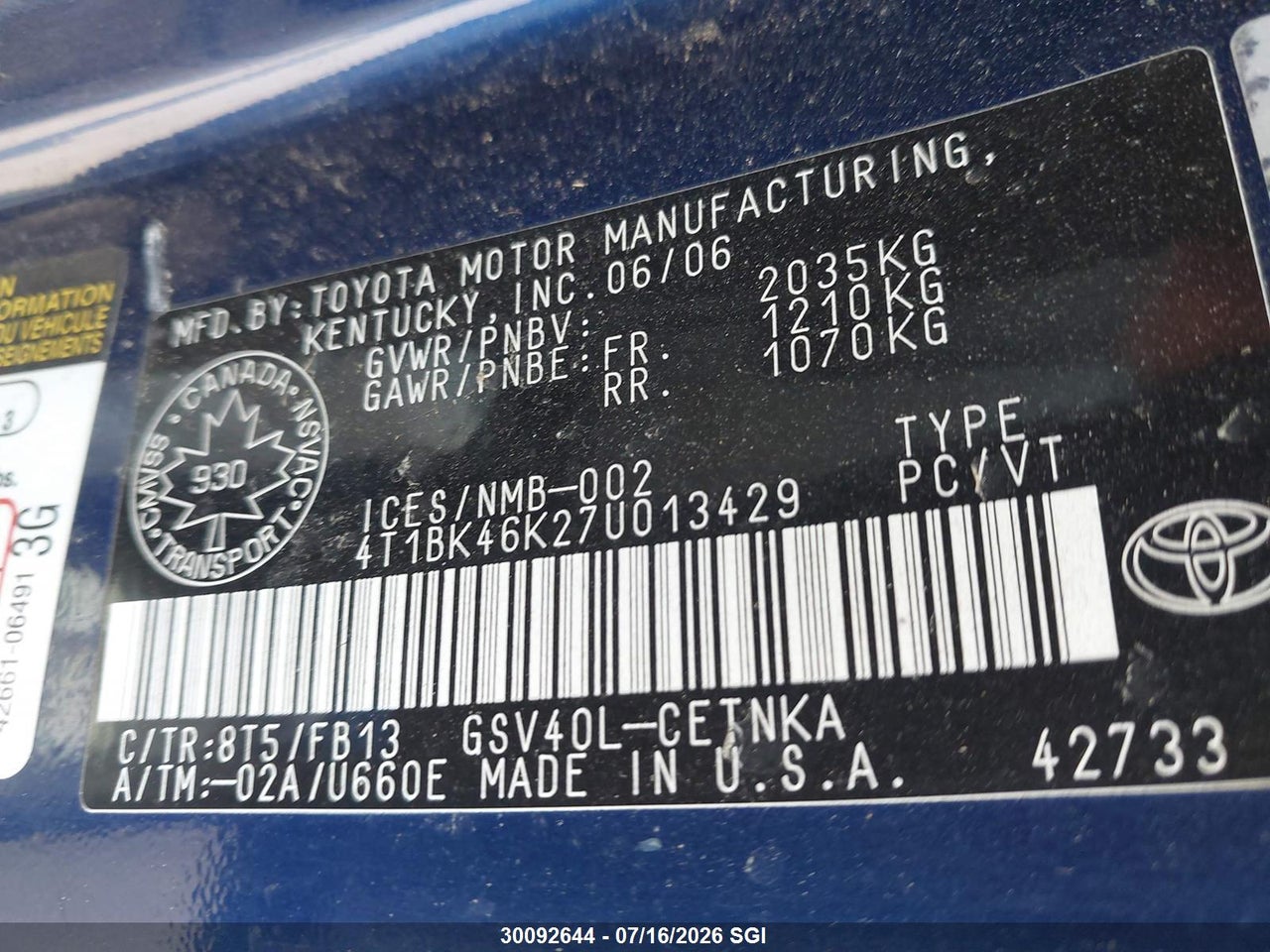 2007 TOYOTA CAMRY LE/XLE/SE thumbnail 10