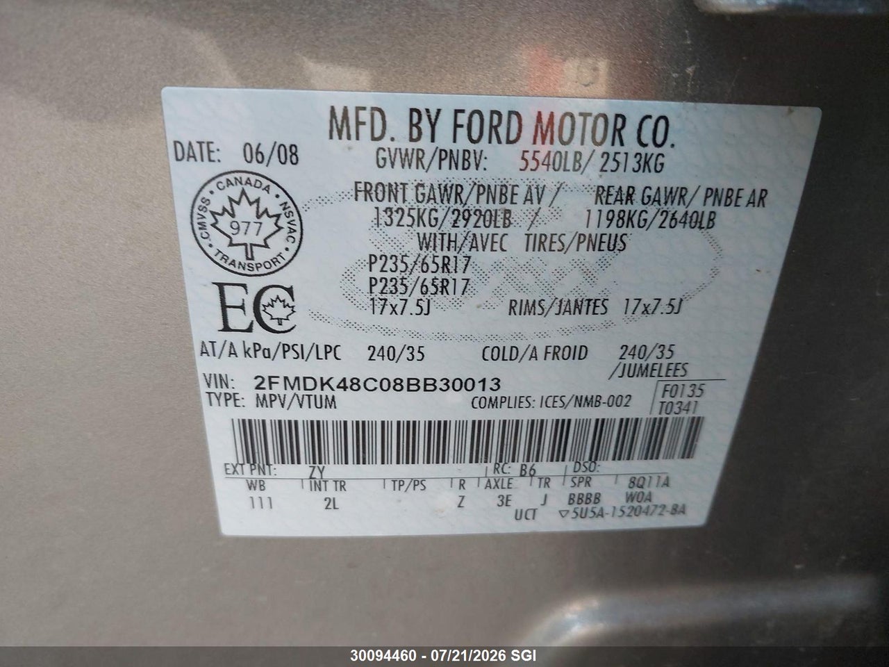 2008 FORD EDGE SEL thumbnail 10