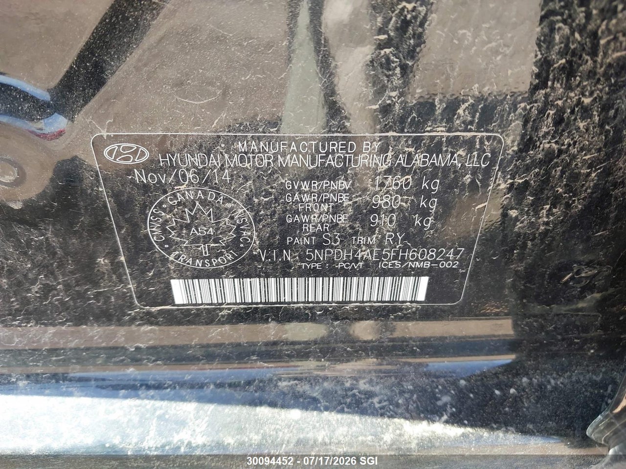 2015 HYUNDAI ELANTRA SE/SPORT/LIMITED thumbnail 10