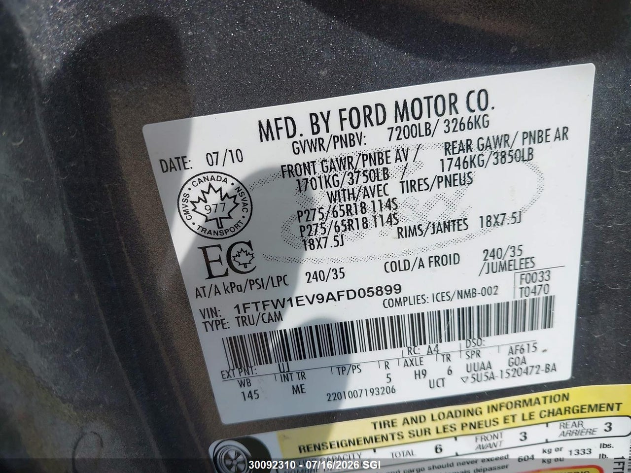 2010 FORD F150 SUPERCREW thumbnail 10