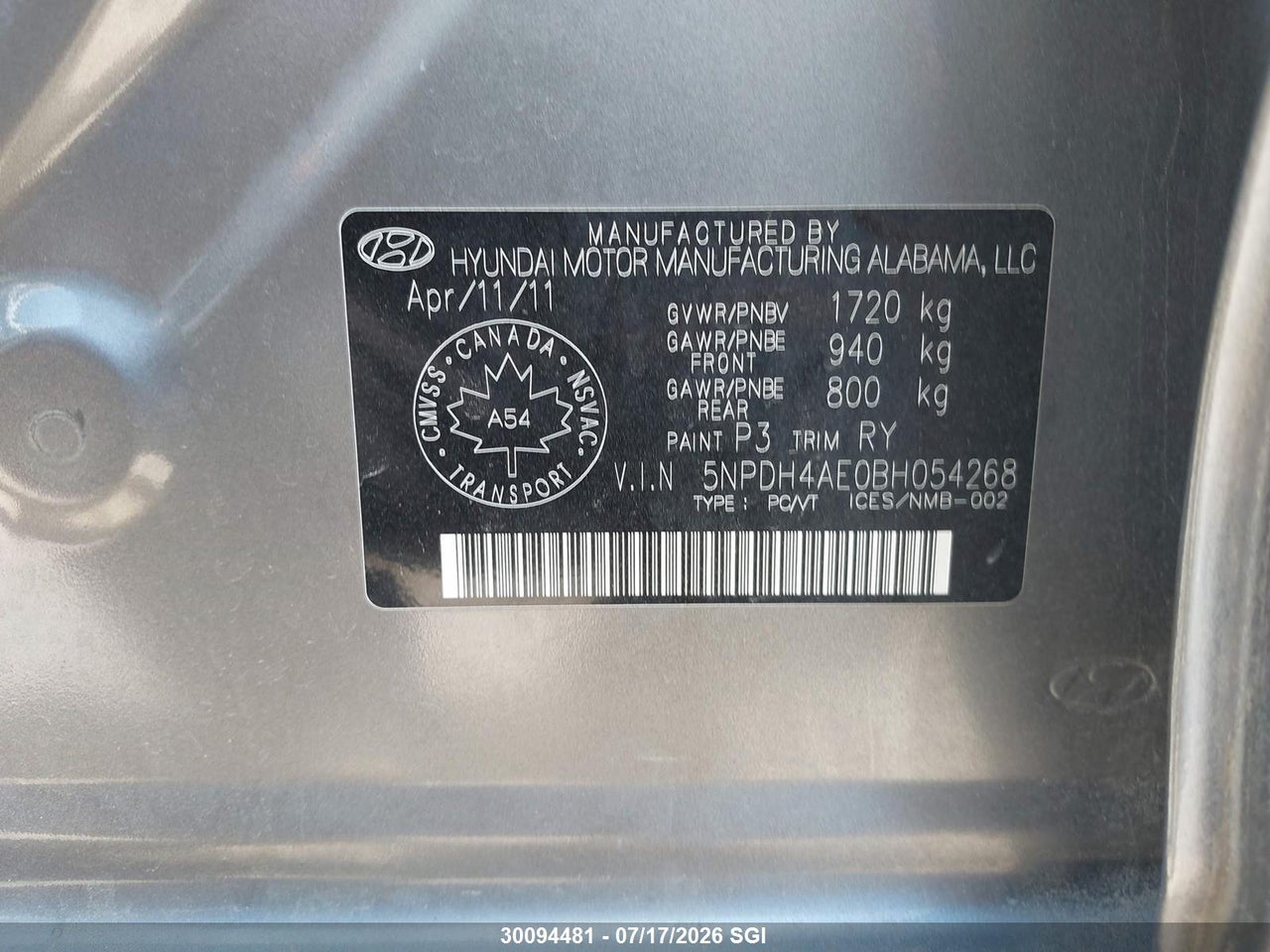 2011 HYUNDAI ELANTRA GLS/LIMITED thumbnail 10