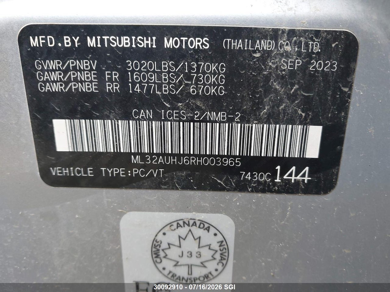 2024 MITSUBISHI MIRAGE ES/LE thumbnail 10