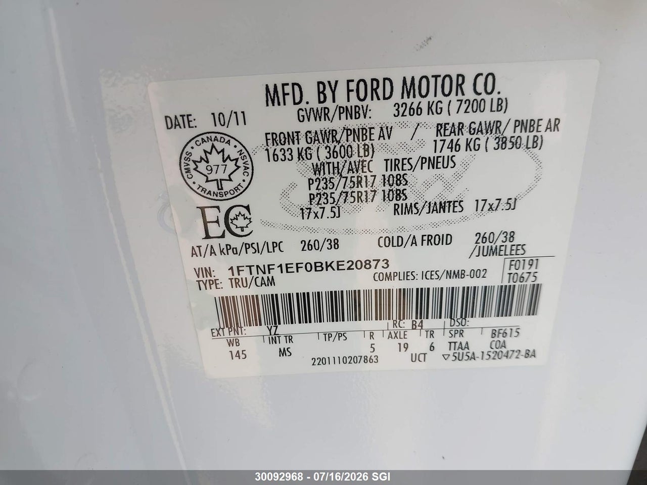 2011 FORD F150 thumbnail 10