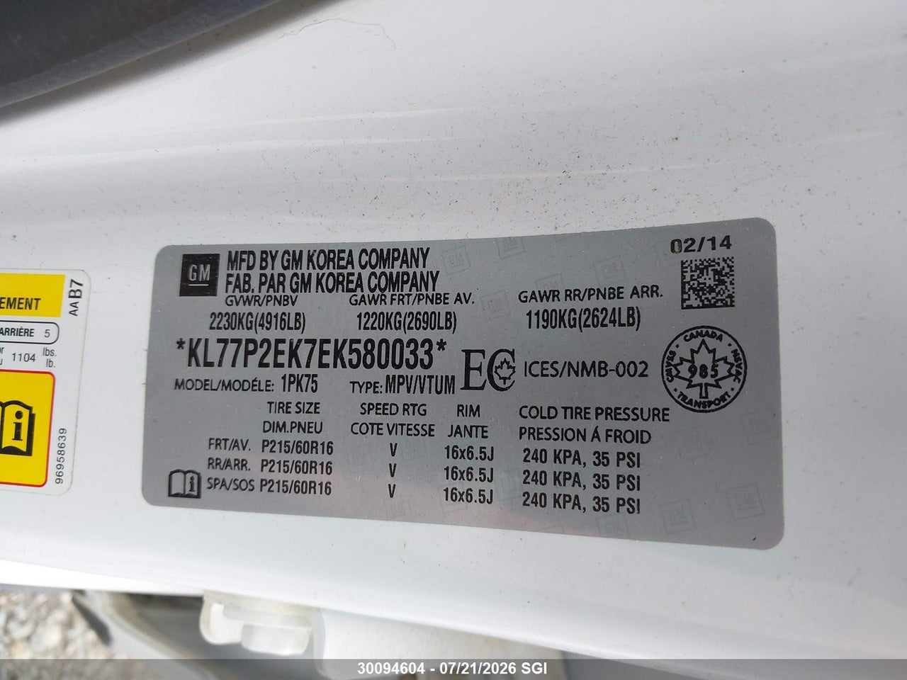 2014 CHEVROLET ORLANDO LT thumbnail 10