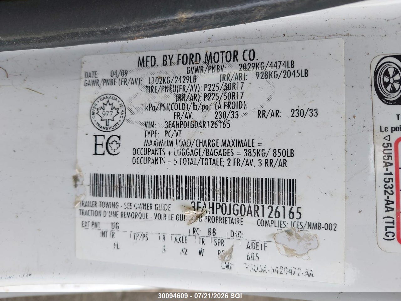 2010 FORD FUSION SEL thumbnail 10
