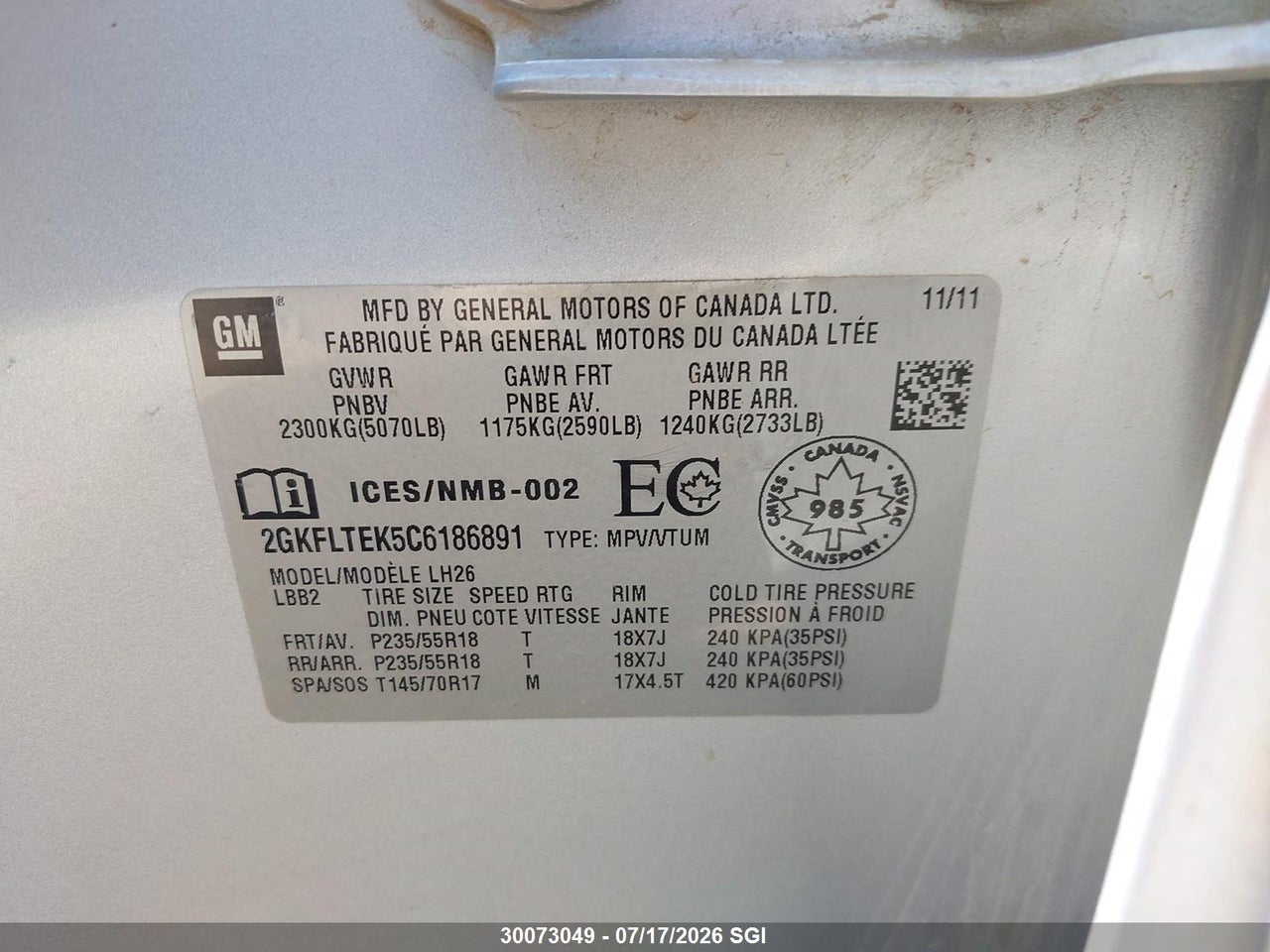 2012 GMC TERRAIN SLE thumbnail 10