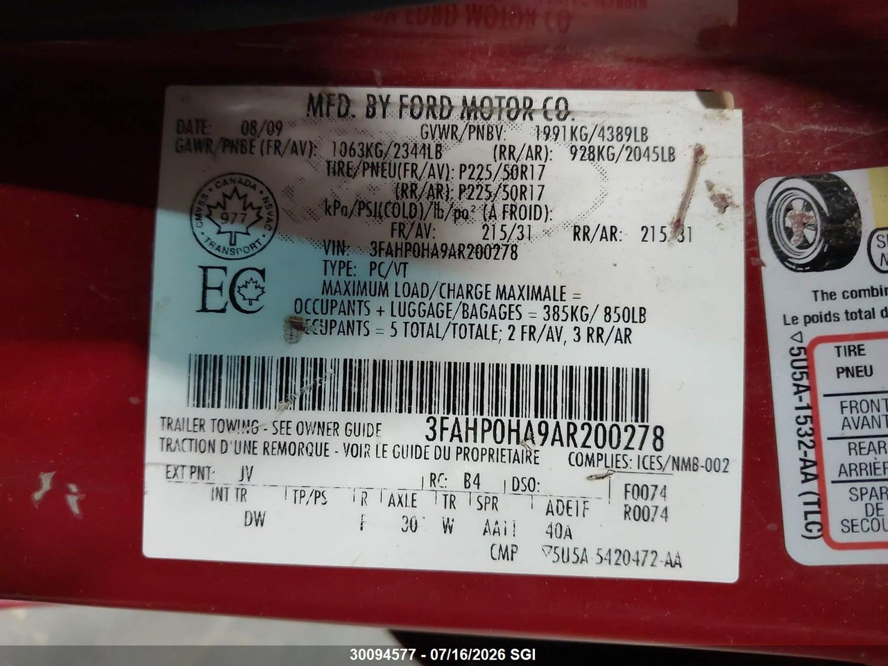 2010 FORD FUSION SE thumbnail 10