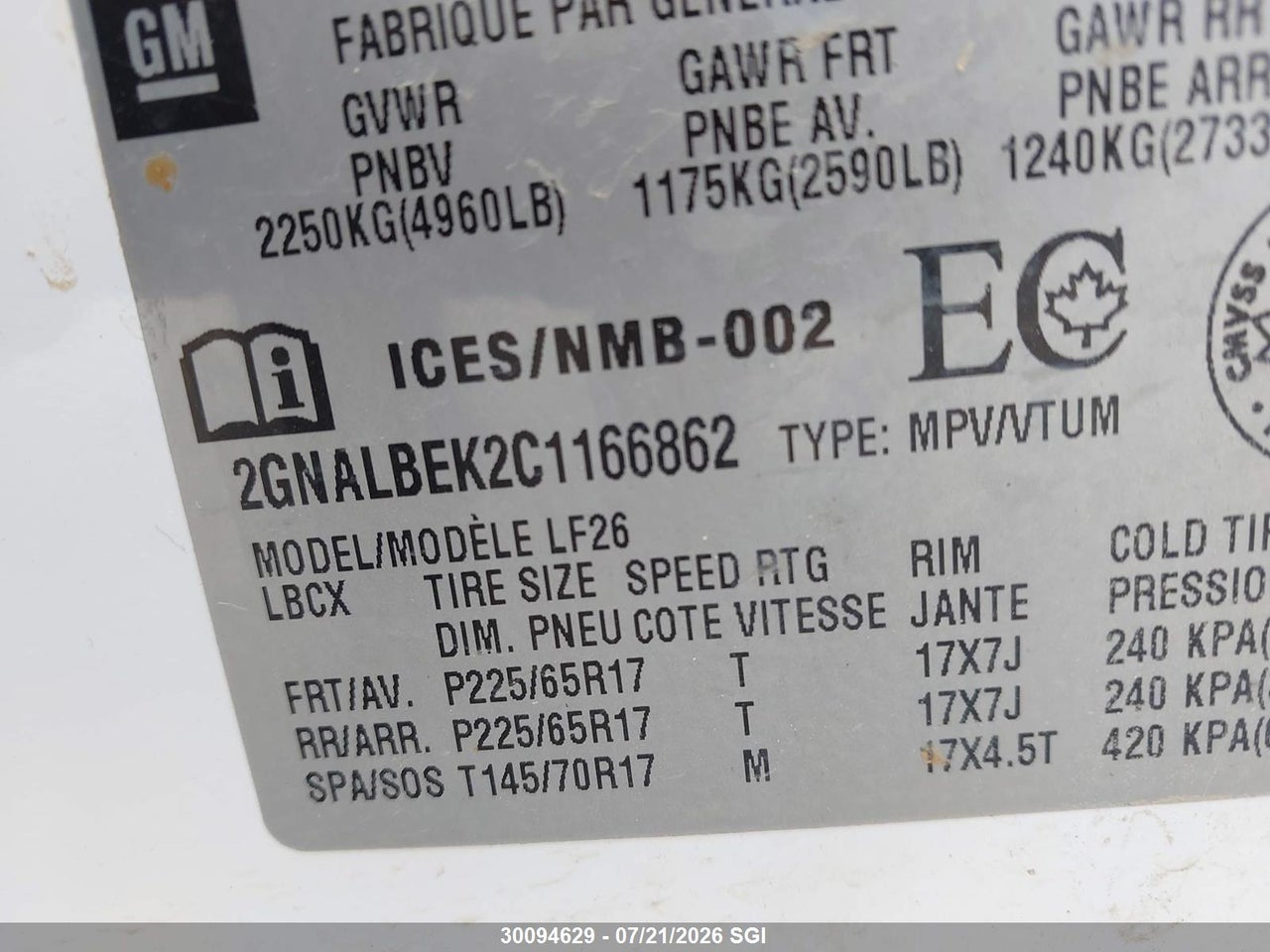 2012 CHEVROLET EQUINOX LS thumbnail 10