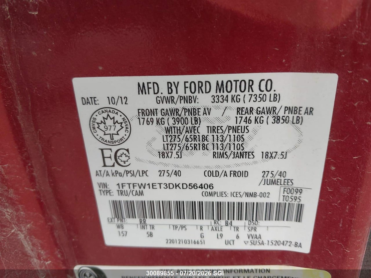2013 FORD F-150 FX4 thumbnail 10