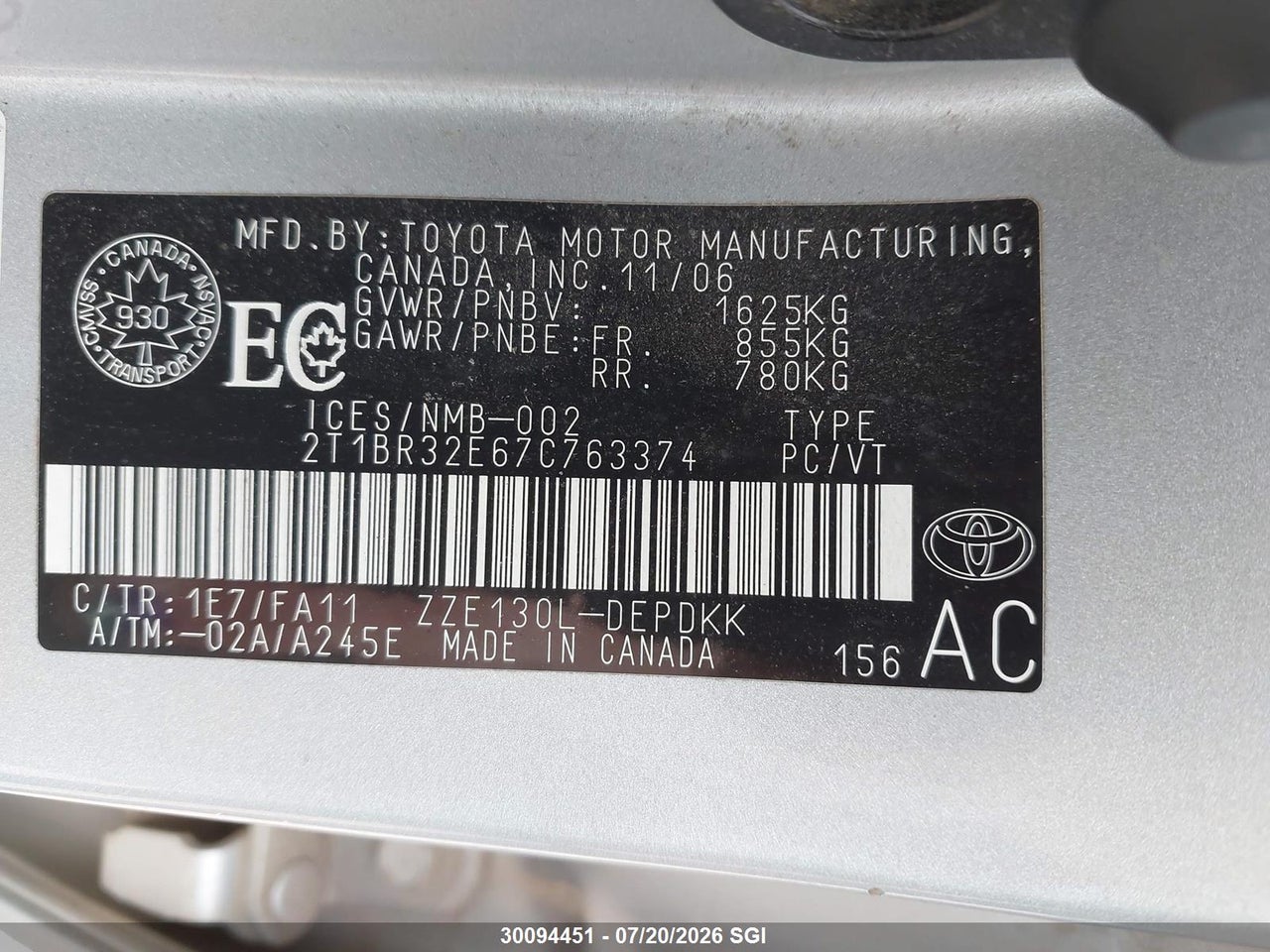 2007 TOYOTA COROLLA CE/LE/S thumbnail 10