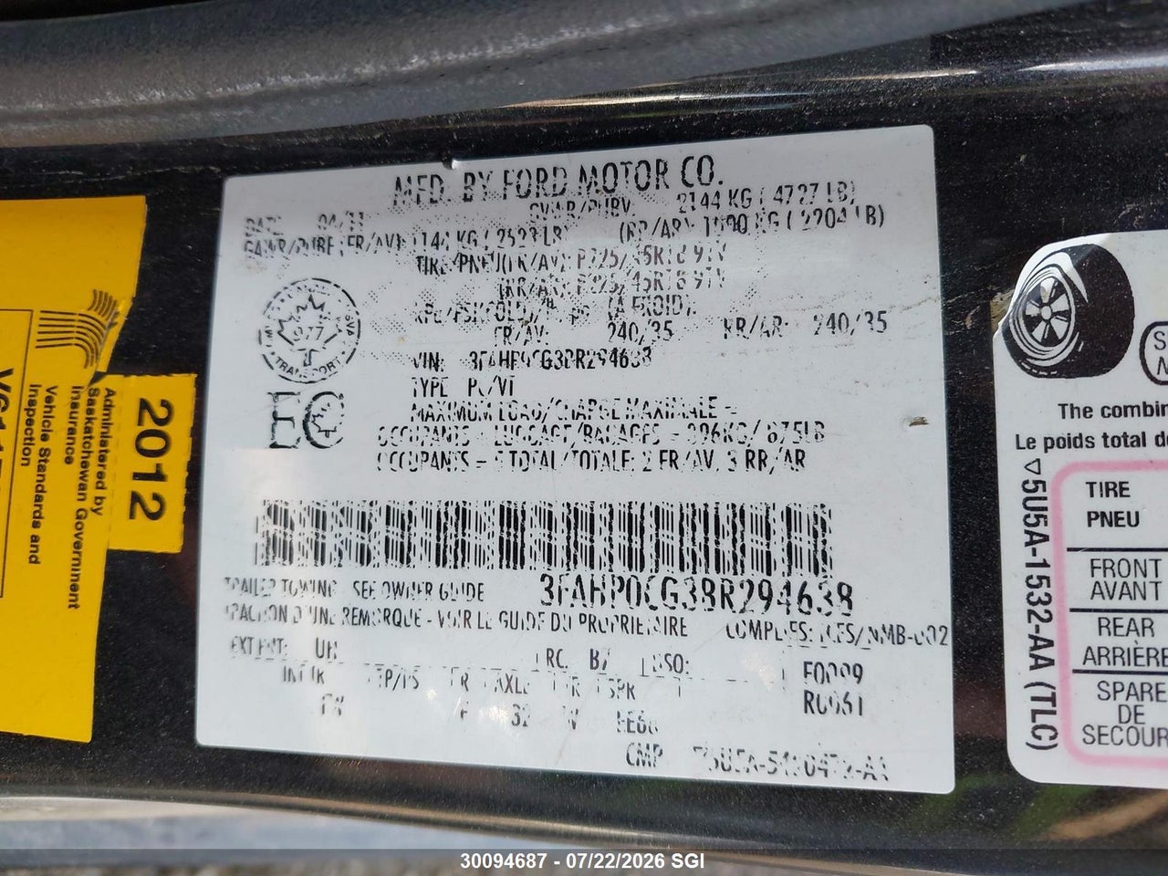 2011 FORD FUSION SEL thumbnail 10