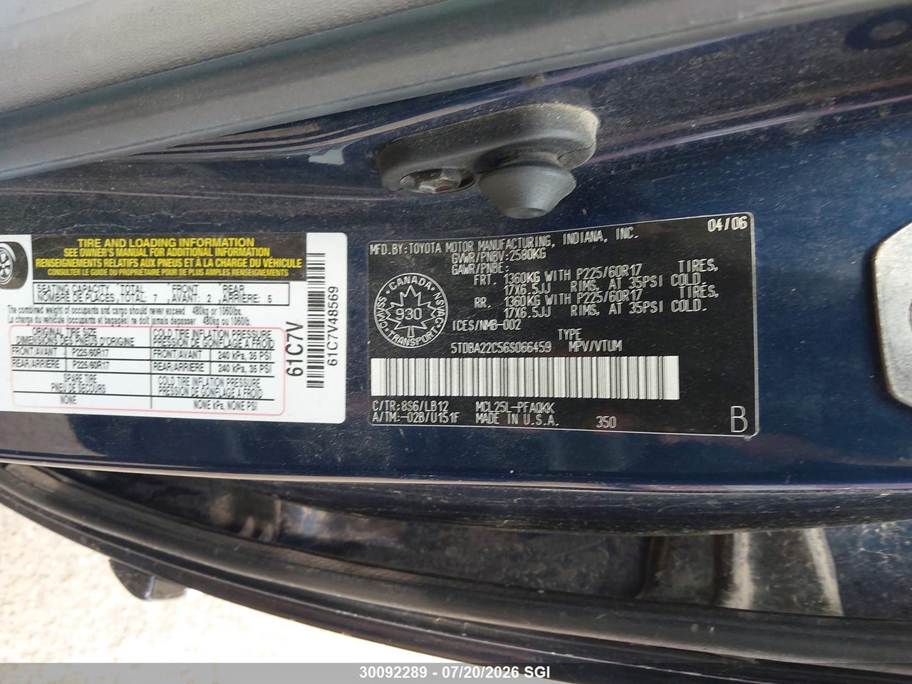 2006 TOYOTA SIENNA XLE/XLE LIMITED thumbnail 10