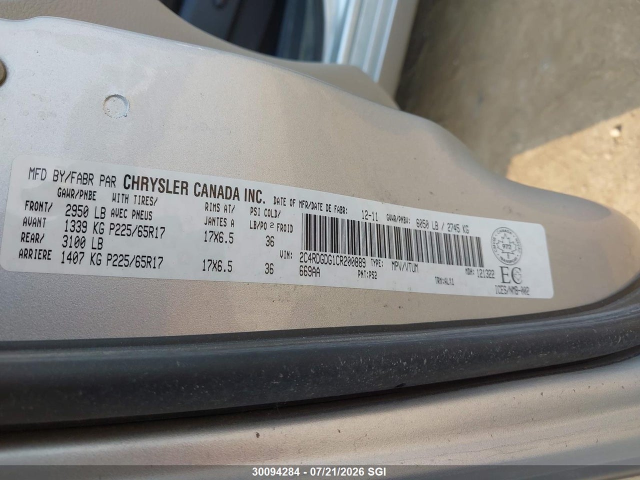 2012 DODGE GRAND CARAVAN CREW thumbnail 10