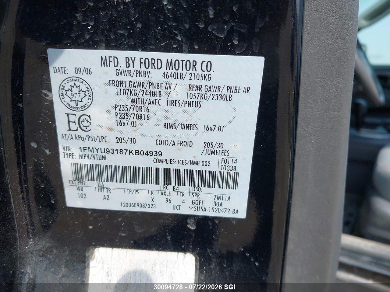 2007 FORD ESCAPE XLT thumbnail 10