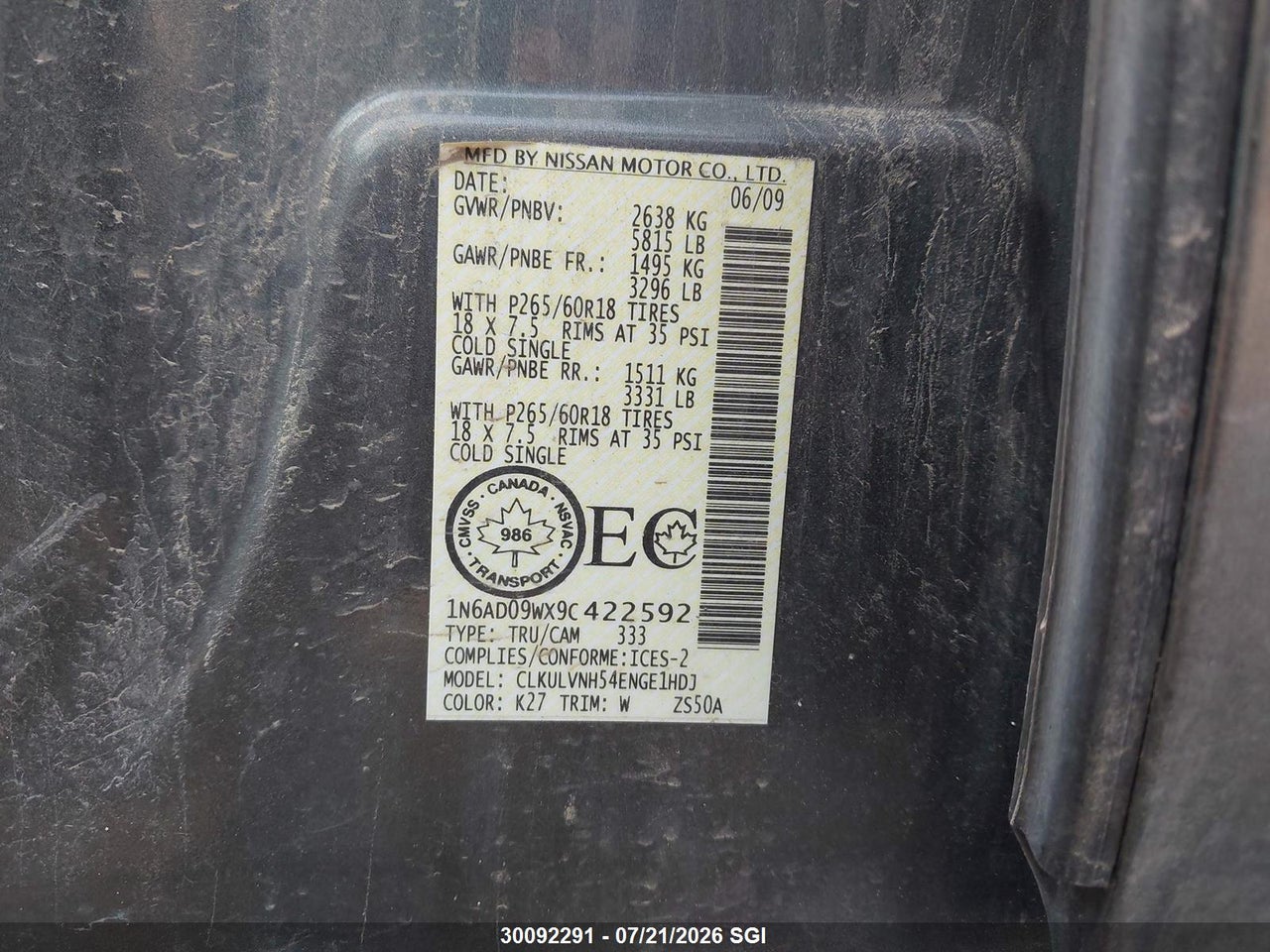 2009 NISSAN FRONTIER CREW CAB SE/CREW CAB LE thumbnail 10