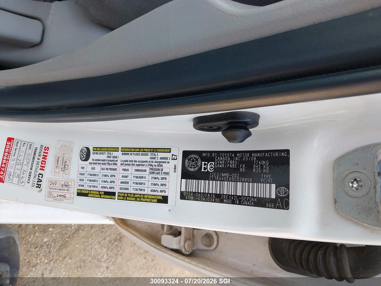 2009 TOYOTA COROLLA CE thumbnail 10