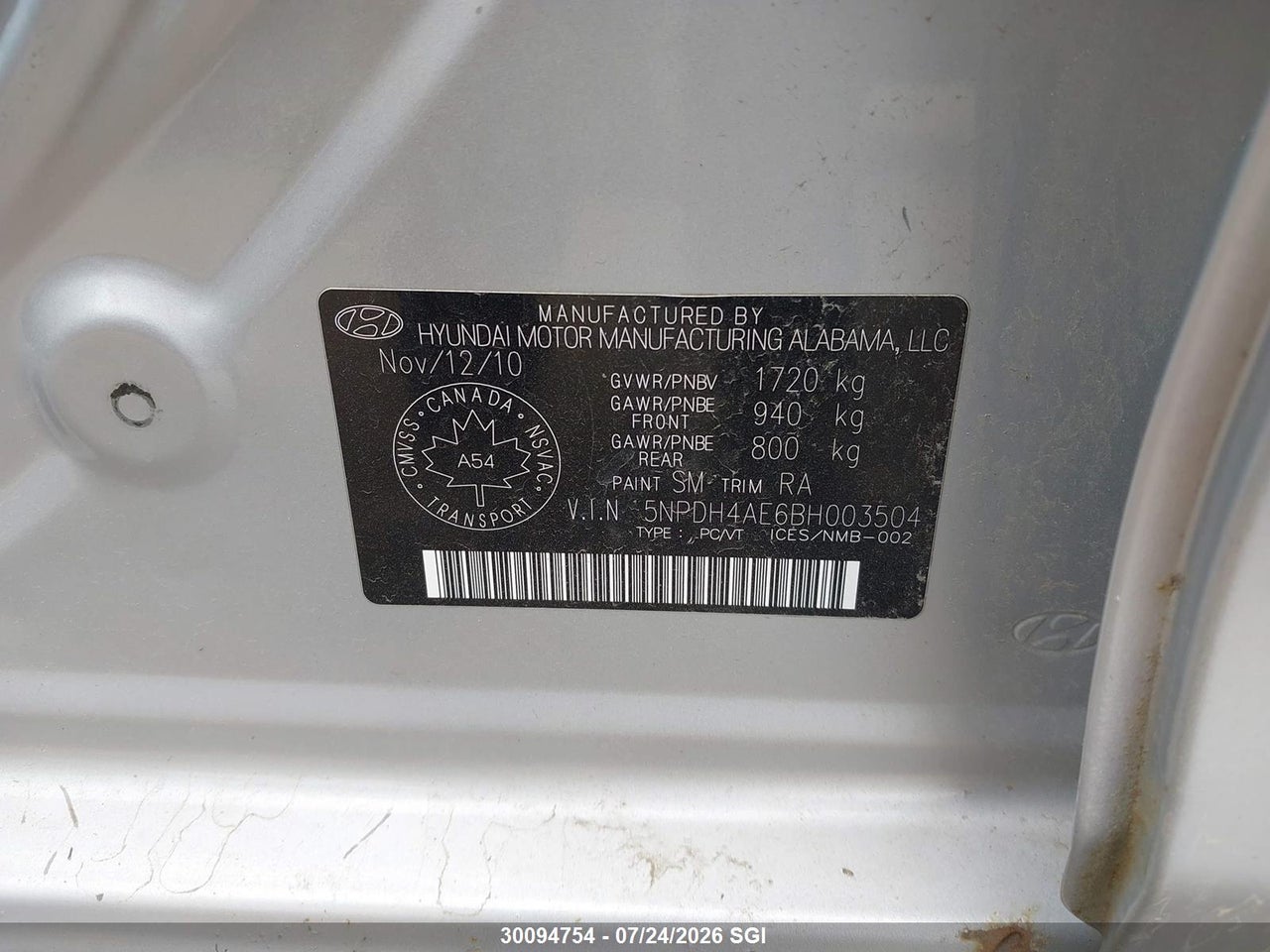 2011 HYUNDAI ELANTRA GLS/LIMITED thumbnail 10