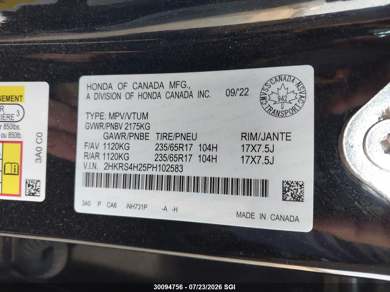2023 HONDA CR-V LX thumbnail 10