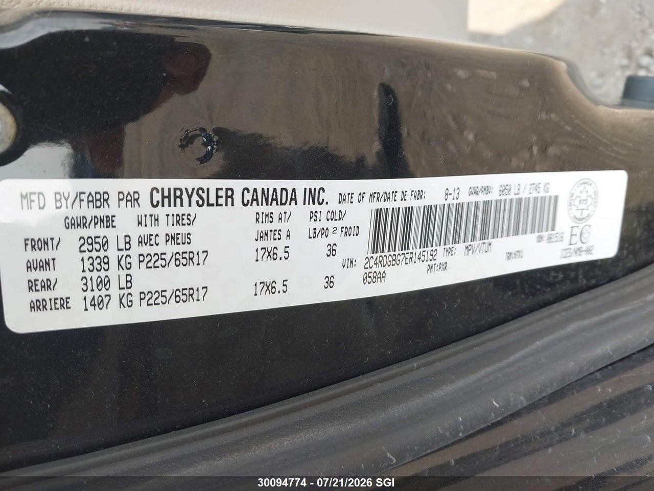 2014 DODGE GRAND CARAVAN SE thumbnail 10