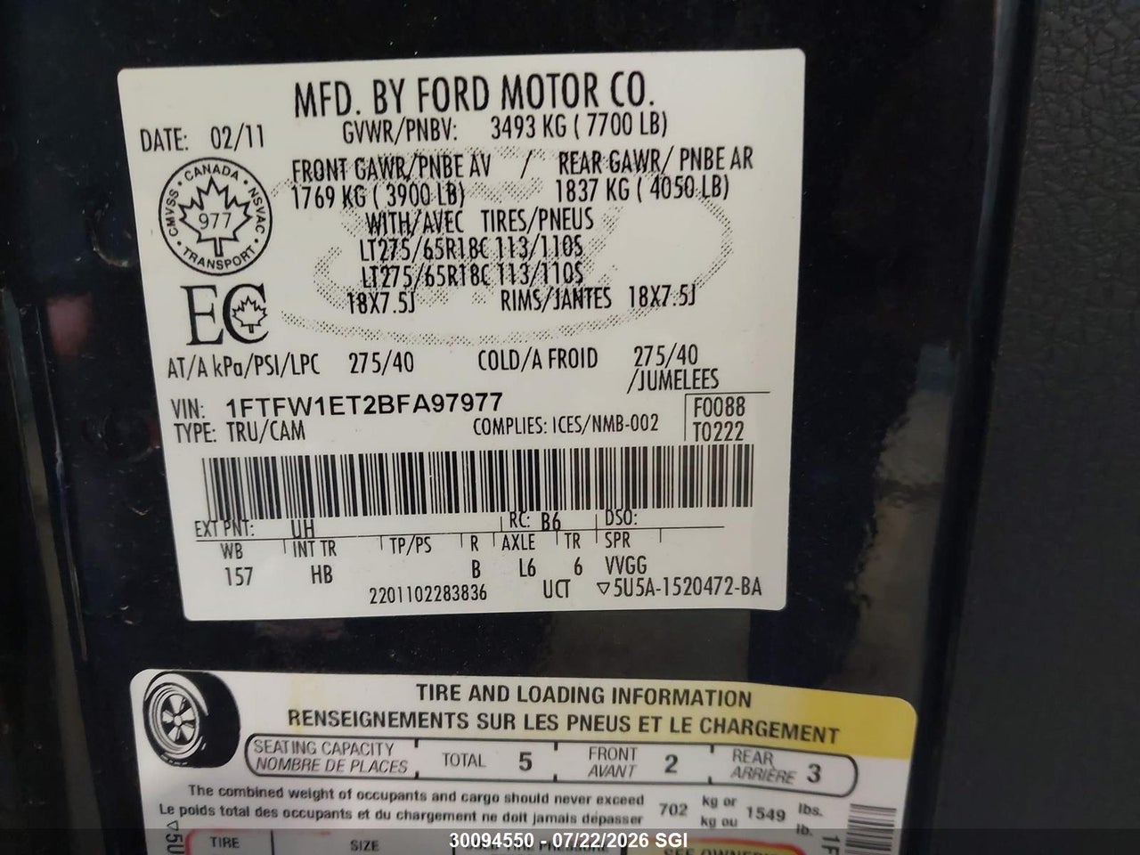 2011 FORD F150 SUPERCREW thumbnail 10